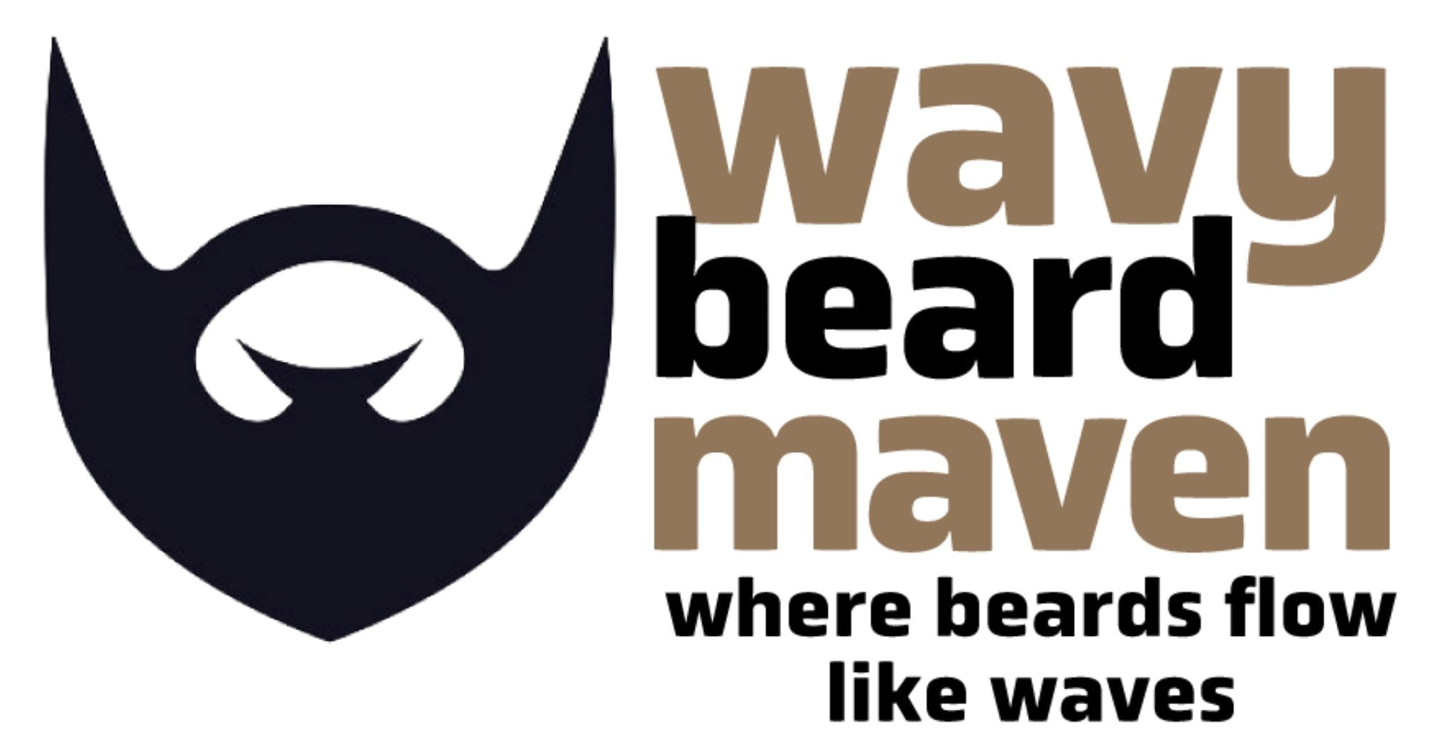 Logo of wavy beard maven with a stylized beard graphic on a white background