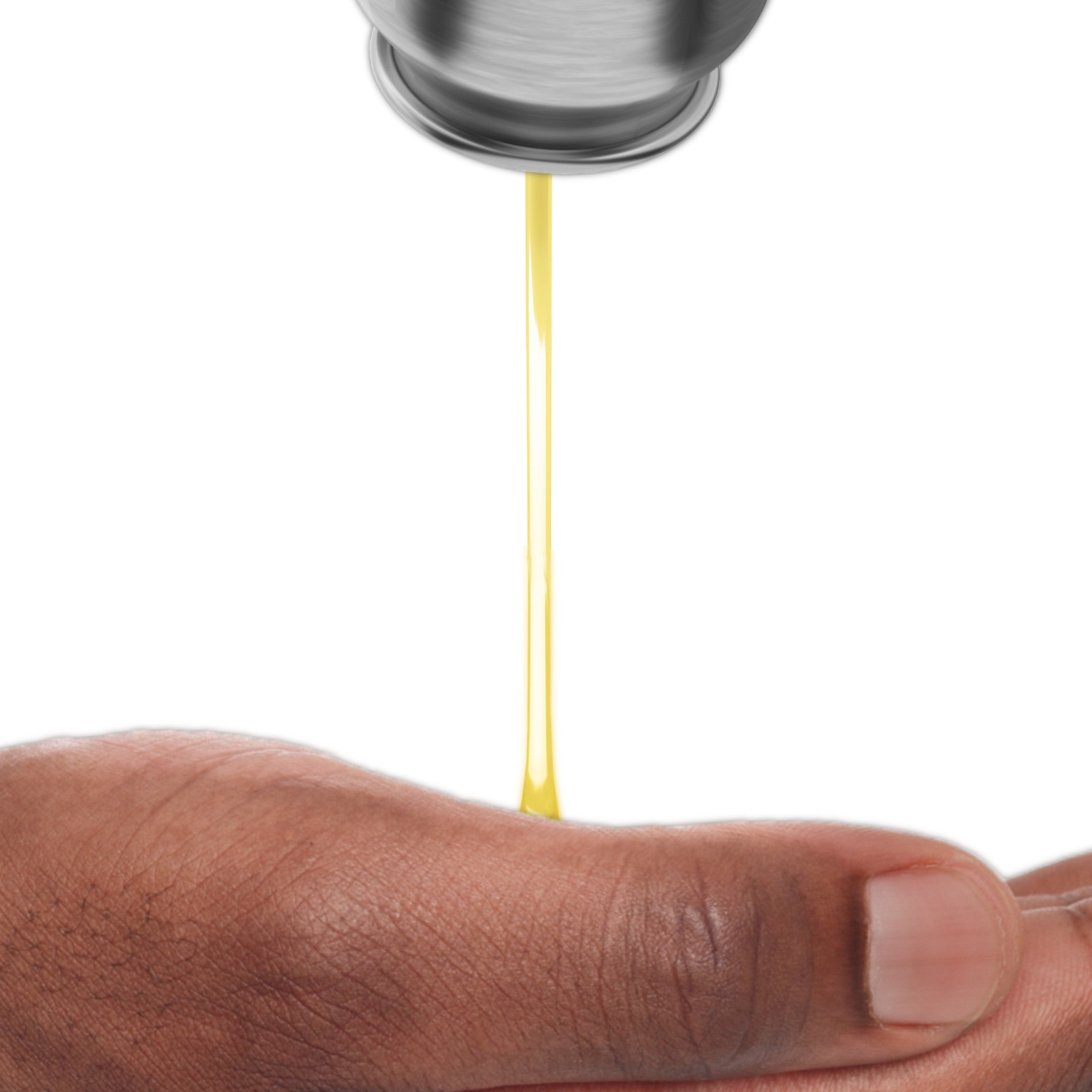 Wavy Beard Maven Westerly Premium Beard Oil, a golden liquid, is dispensed onto a hand for nourishment and conditioning.