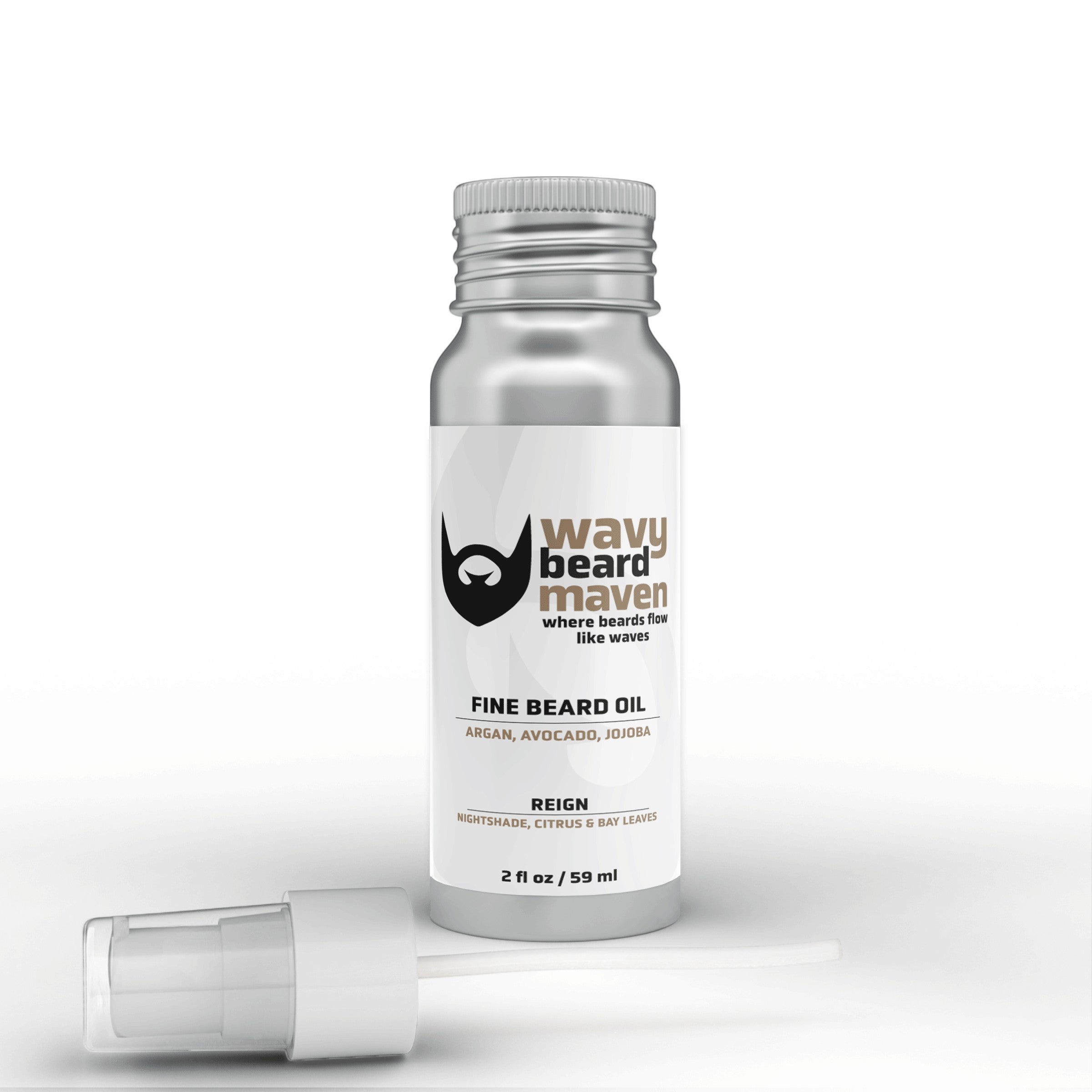 Wavy Beard Maven Reign Fine Beard Oil with Argan, Avocado, Jojoba for men. 2 fl oz.