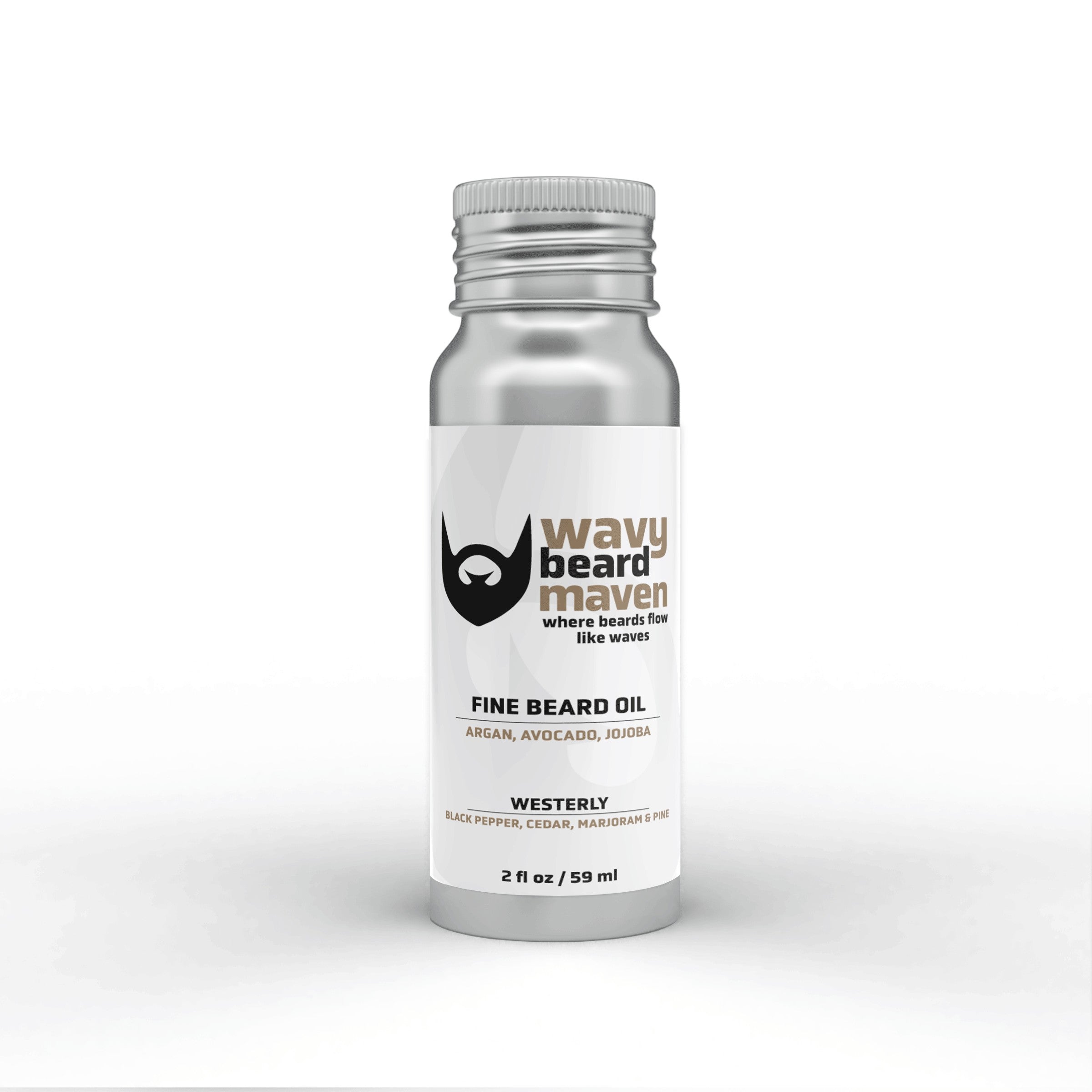 Wavy Beard Maven Westerly Premium Beard Oil with Argan, Avocado, Jojoba for healthy beard growth. 2 fl oz.